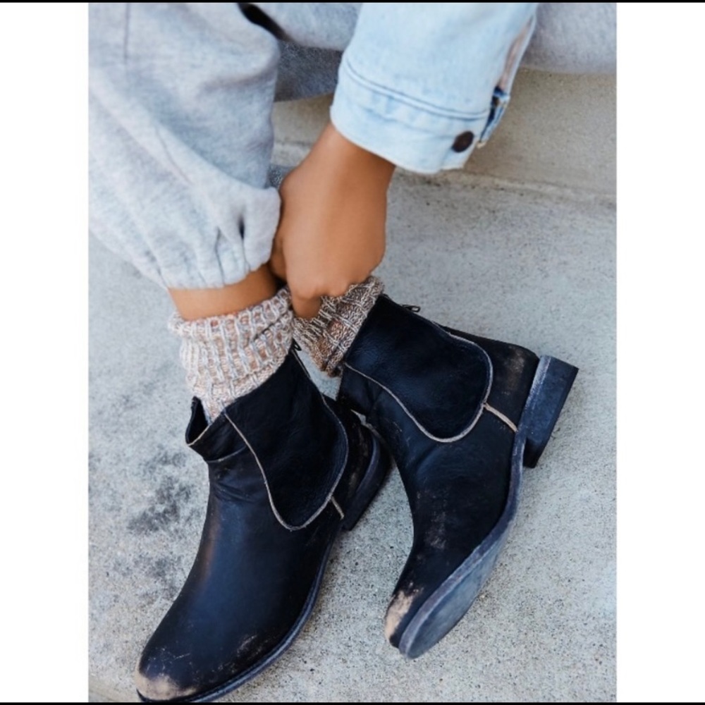 Free People x Matisse Distressed Black Bootie